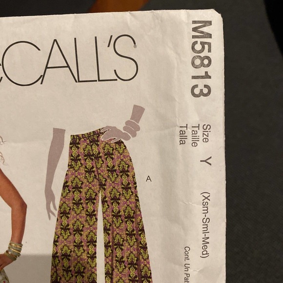 UNCUT SIMPLE ELASTIC-WAIST PANTS IN TWO LENGTHS - McCall's 5813, Xsm-Sml-Med - Picture 2 of 6